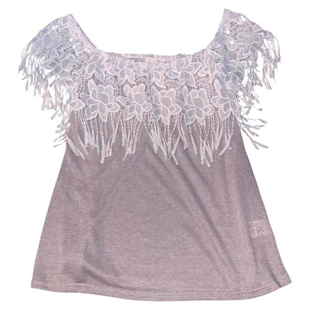 RYU off the shoulder Lace Fringe Women's Top